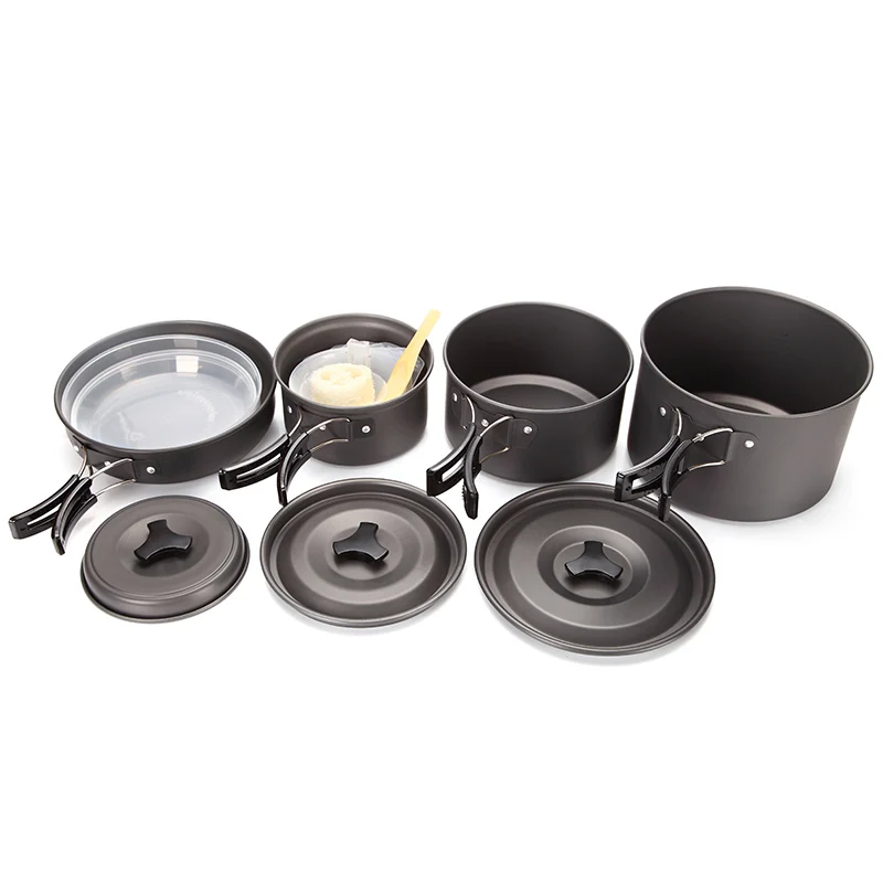 4-5 personas al aire libre Camping cocina olla Camping senderismo vajilla Picnic utensilio Camping cocina olla conjunto Powls