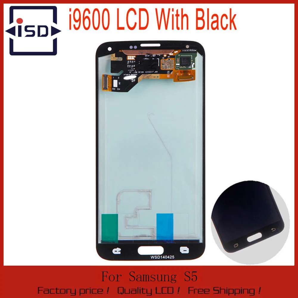 

Black color Replacement Parts For Samsung Galaxy S5 i9600 LCD Display Touch Screen Digitizer Free Shipping