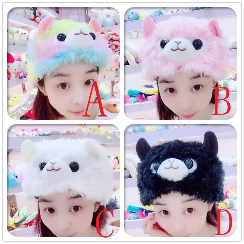 

Uniform Code Warm Cartoon Alpaca Toy Hat Fashion Fluffy Earmuffs Rainbow Arpakasso Plush Cap With short Scarf For Kids/Adult
