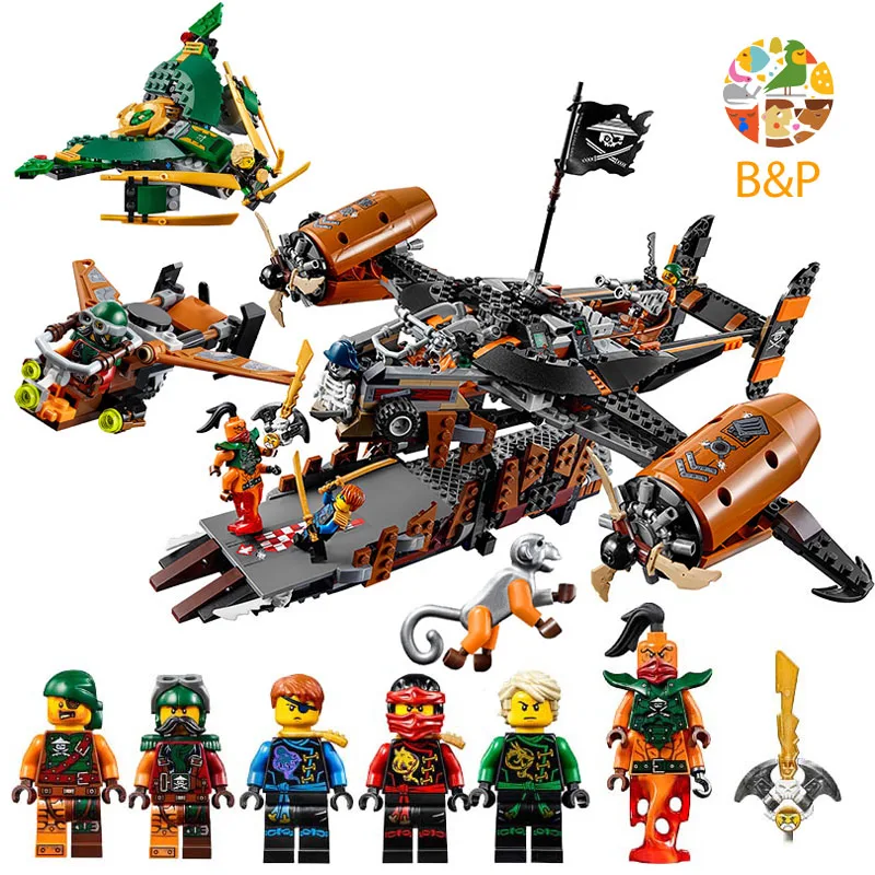 

Legoing 70605 808pcs Ninjago Series Flying Pirate Fortress Building Blocks Brick Educational Toys For Children 06028