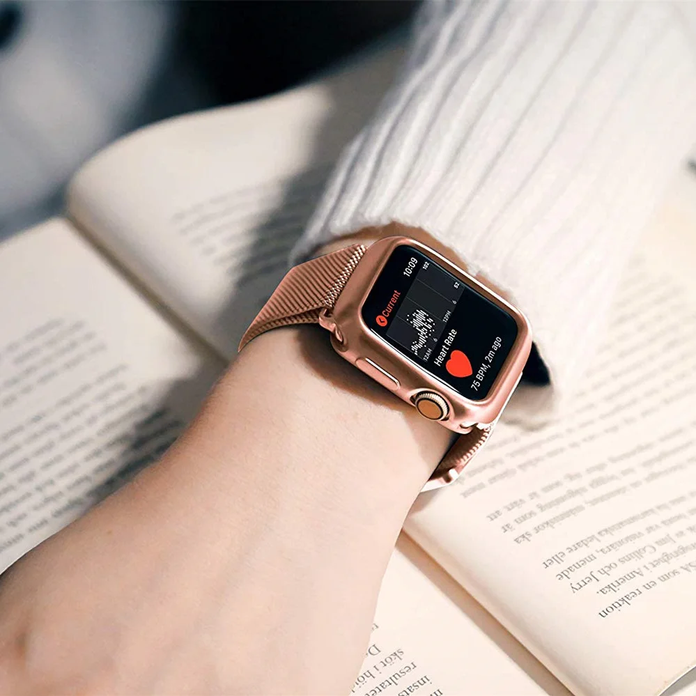 Чехол+ ремешок для Apple Watch 5 4 ремешок 44 мм 40 мм iWatch 42 мм 38 мм браслет из нержавеющей стали Миланская петля Apple watch 3 2 42/38