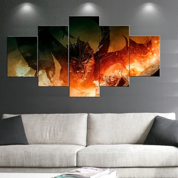 

5 Panel Canvas Painting the hobbit Movie Painting Prints Posters Wall Art Decorative Canvas Wall Art Modular Pictures (Unframed)