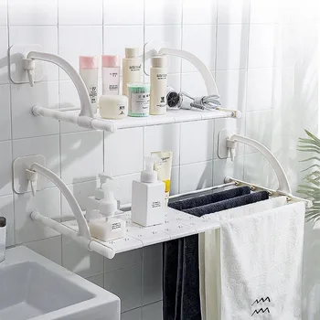 

Bathroom Rack Toilet Storage Rack Bathroom Towel Rack Free Hole Bathroom Organizer Towel Rack Wall Hanging Telescopic Finishing