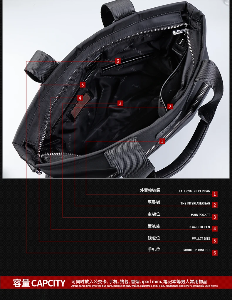 Padieoe Новое поступление Для Мужчин's Водонепроницаемый Портфели прочная нейлоновая сумка для ноутбука Высокое качество Tote Сумки для мужчин