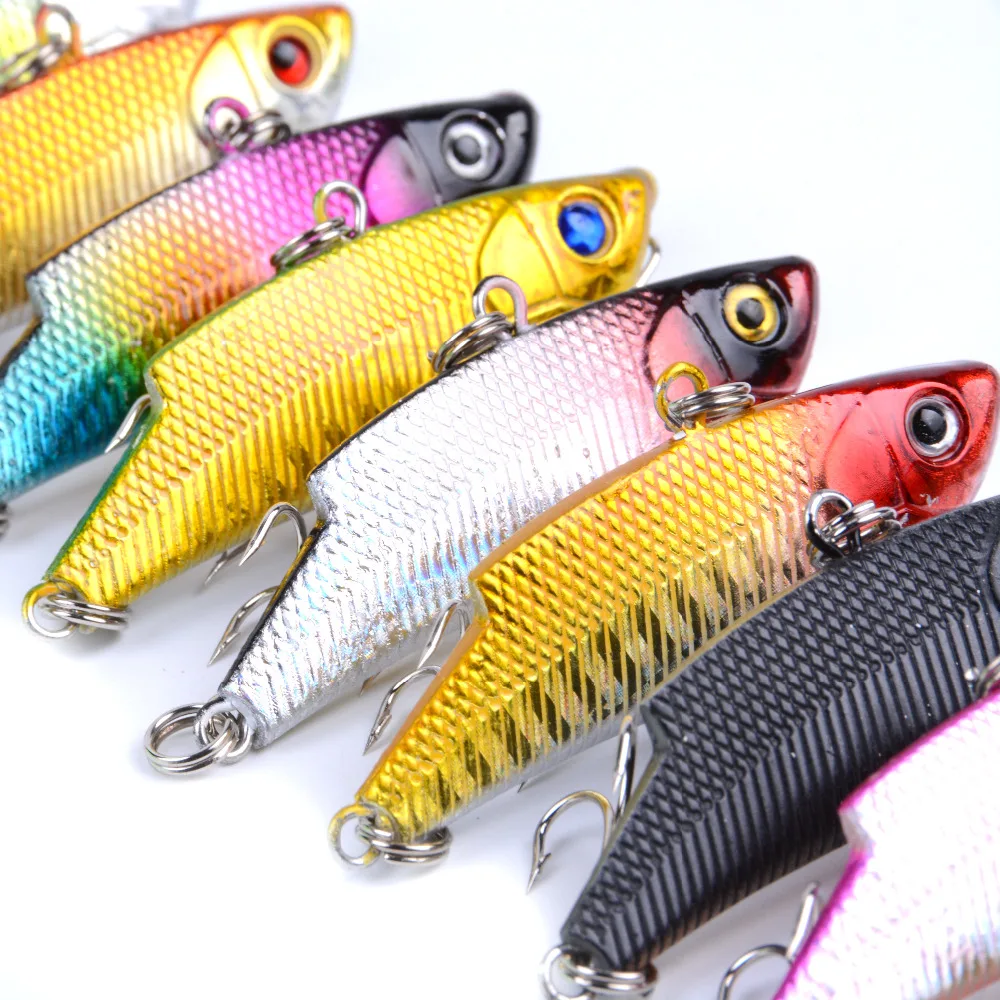 Lot 10pcs 10g 5.5cm winter fishing lures hard bait VIB with lead inside lead fish ice sea fishing tackle swivel jig wobbler lure