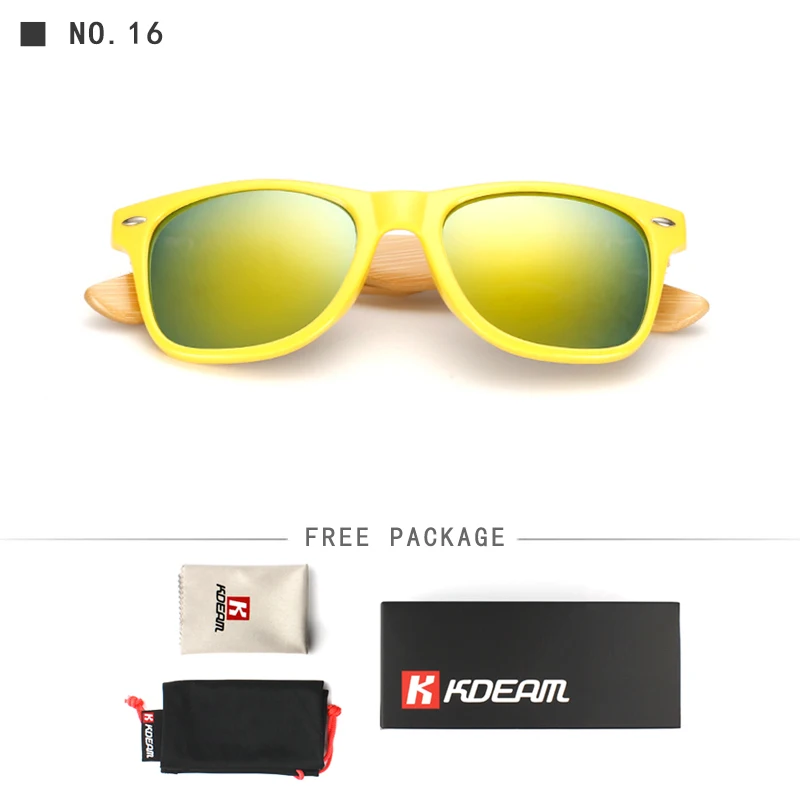 KDEAM классические бамбуковые солнцезащитные очки для мужчин 54 мм линзы устойчивые деревянные очки UV400 удобные очки с фирменной коробкой KD501 CE - Цвет линз: C16
