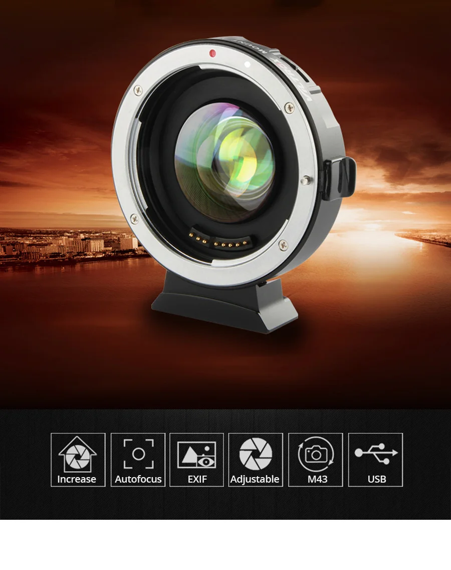 

Viltrox EF-M2 AF Auto-focus EXIF 0.71X Reduce Speed Booster Lens Adapter Turbo for Canon EF lens to M43 Camera GH4 GH5 GF6 GF1