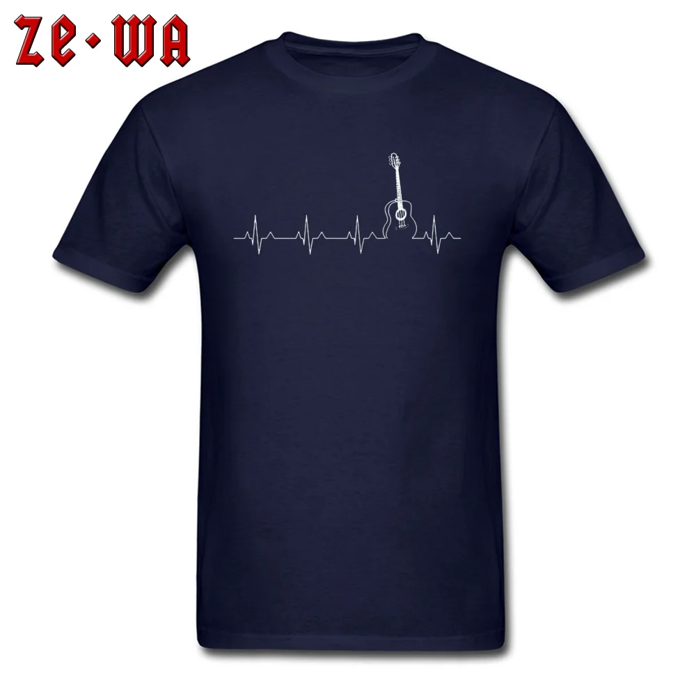 Crazy Men On Sale Normal T Shirt Crew Neck Autumn All Cotton Tshirts Casual Short Sleeve Tee Shirt Free Shipping GUITAR SHIRTGUITAR HEART BEAT SHIRT 1378 navy