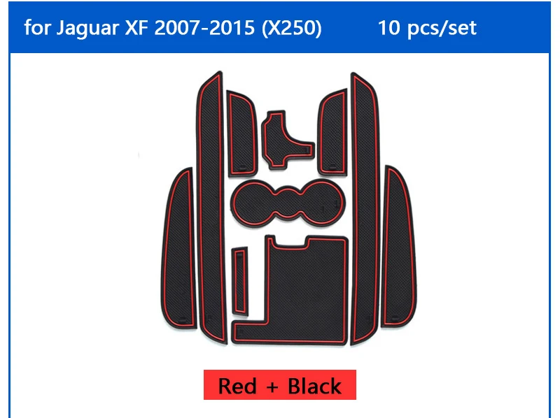 Для Jaguar XF 2007- X250 противоскользящими резиновыми подставки под стакан паз мат 10 шт. 2008 2011 2012 Аксессуары для стайлинга автомобилей Стикеры