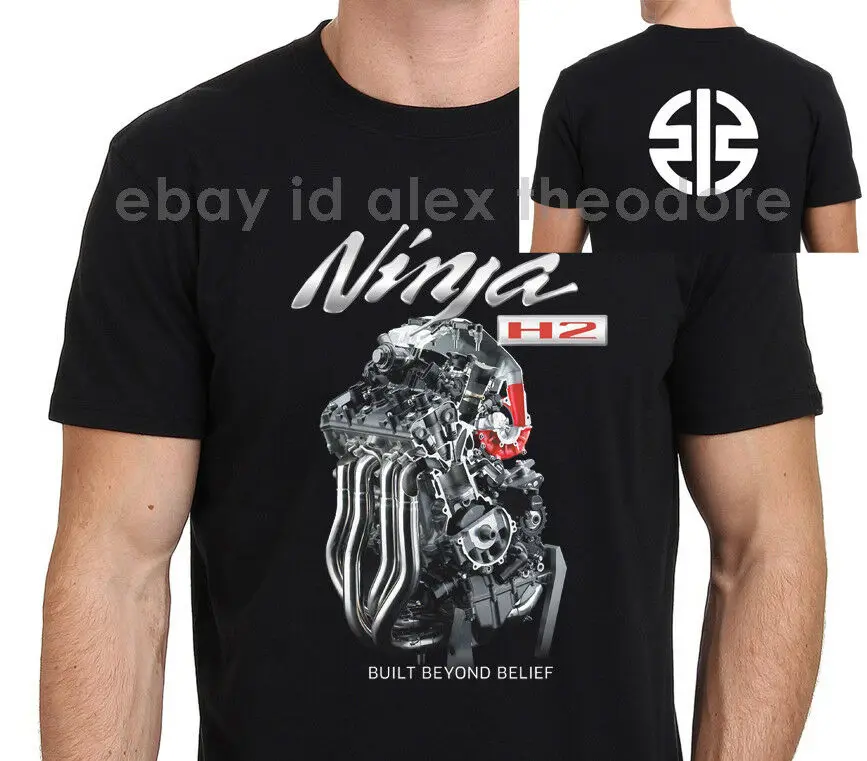 buy Ninja Motorcycle H2 Engine Poster Men #039;S Black T Shirt Size S Xxxl 2019 Creative Novelty Summer Style Cotton Printed T Shirts