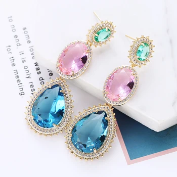 

Elegant Water Drop Shape Zirconia Earrings Vintage Tourmaline Stone Drop Earrings for Women Wedding XIUMEIYIZU Brand Jewelry