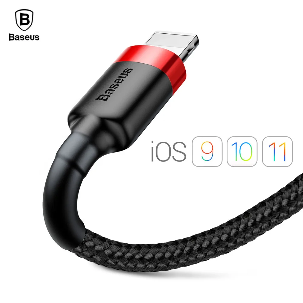 Usb-кабель Baseus для iPhone X, 8, 7, 6, 5, 6 S, быстрая зарядка для мобильных телефонов, usb-кабели для передачи данных, iPhone 5S, 5C, SE, usb-адаптер для зарядного устройства