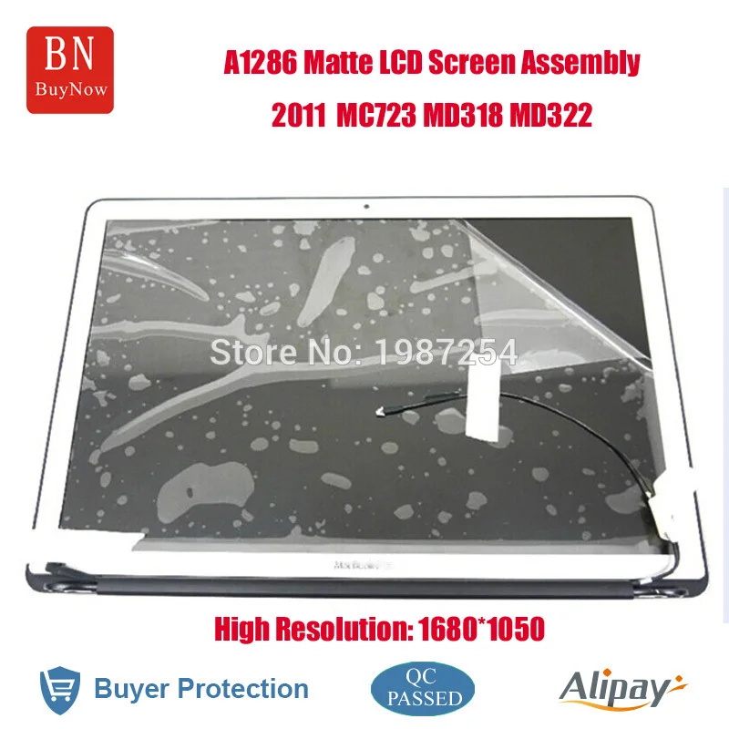 

High Resolution 1680*1050 For Apple Macbook Pro 15.4inch A1286 Matte LED LCD Screen Display Assembly 2011 Year MC723 MD313 MD322