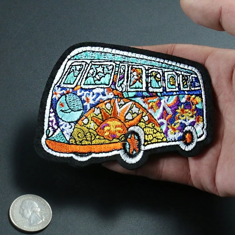 Радуга Peace Love хиппи автобус патч психоделические а-ля 60ые арт вышитые пришиван на аппликации швейная ткань с помощью утюга, в стиле пэчворк, с рисунком