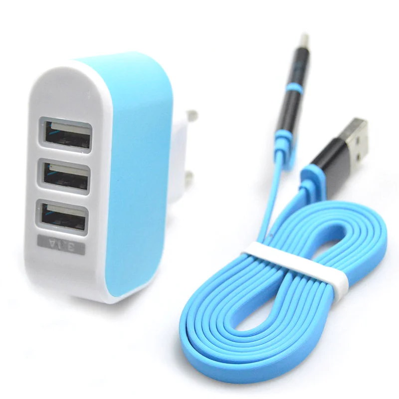 New High Quality 3 Ports Wall Home Travel AC Charger EU