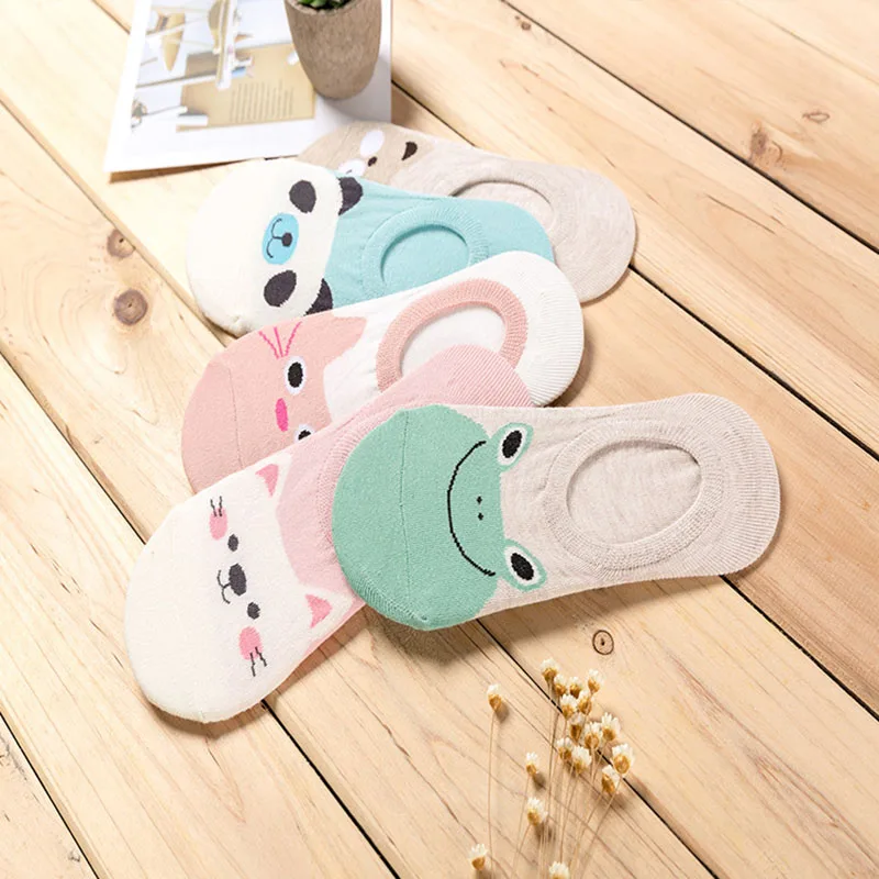 Women's Sweet Cartoon Printed Boat Socks 5Pairs-Model2