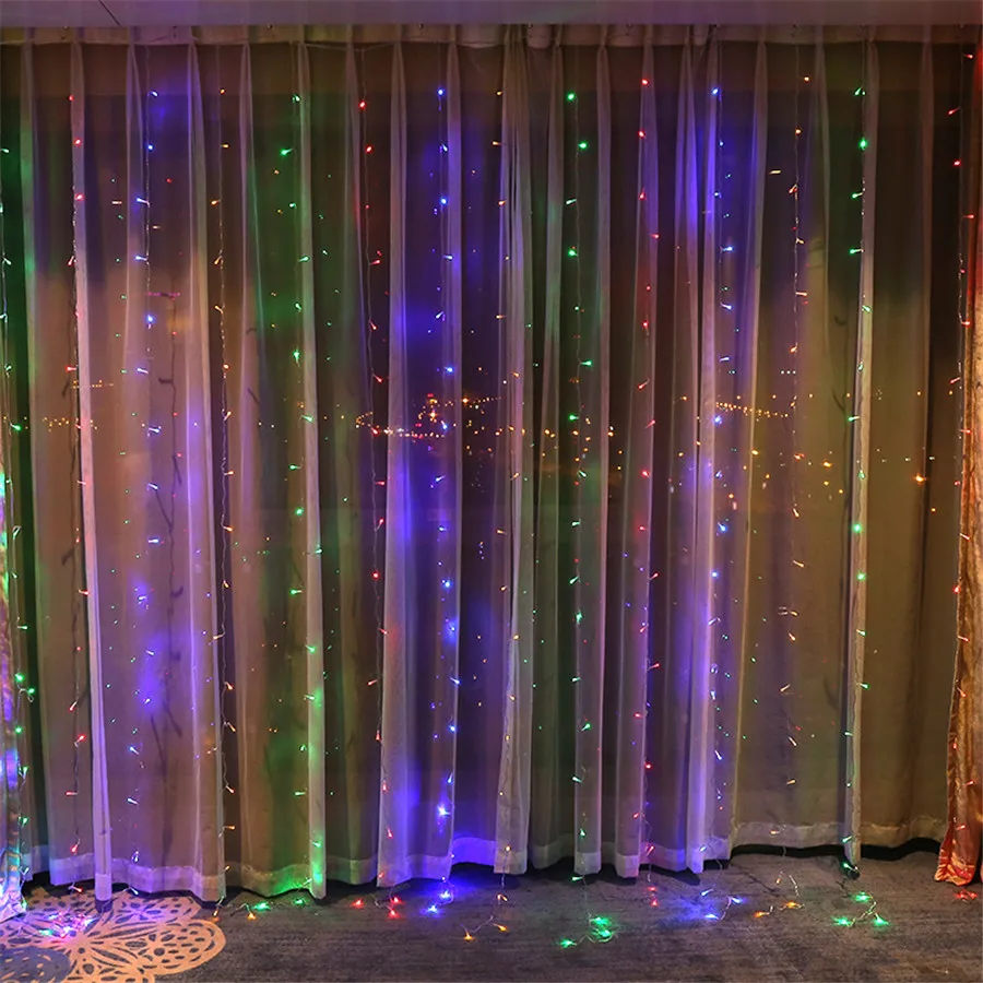 BEIAIDI Window Curtain Led Fairy String Light 3x1M 3x2M 3x3M 6x3M Outdoor Christmas Icicle String Light Holiday Wedding Garland