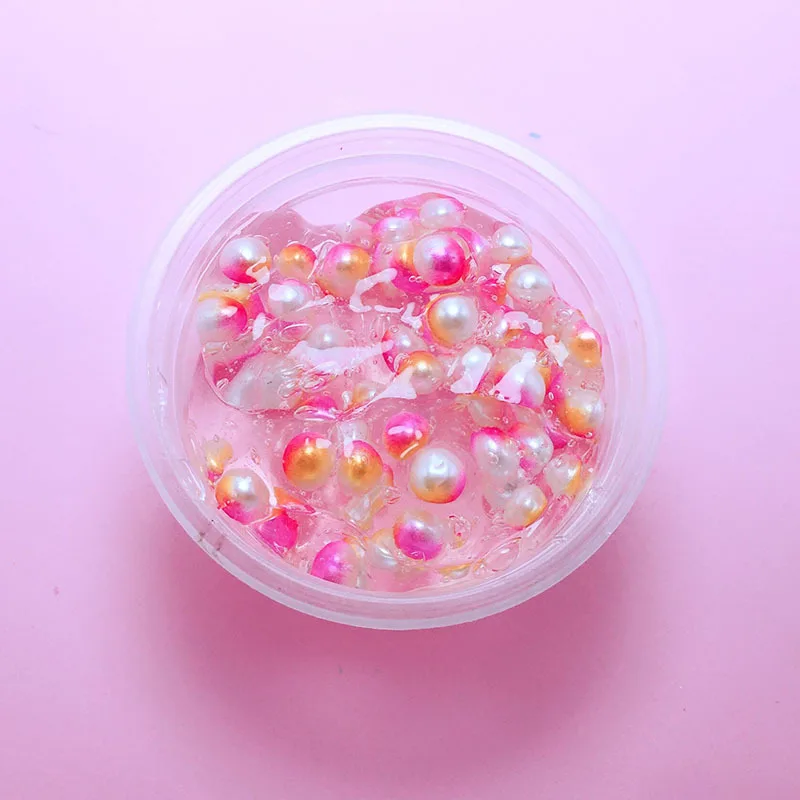 3 вида цветов DIY перламутровая слизня облегчение стресса грязь прозрачный жемчуг пена слизью пушистые слизью игрушки для детей дети старше 5 лет подарки для детей - Цвет: pink