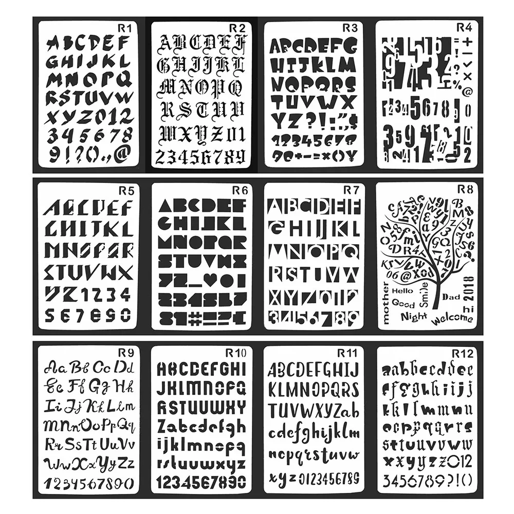 Ufurty 12X Plastic 26 Letters Stencil Alphabet Painted Stencils DIY