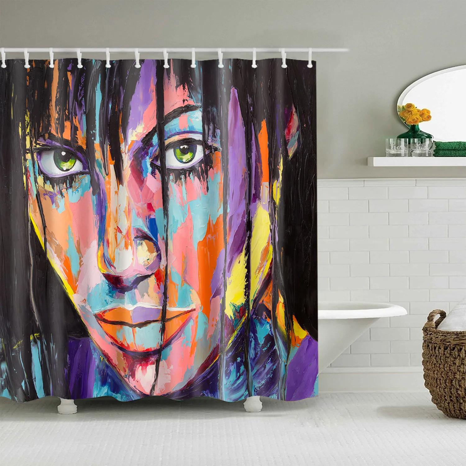 Африканская занавеска для ванной s для ванной, водонепроницаемая полиэфирная портретная масляная живопись, занавеска для душа, большая занавеска 180x180 см, занавеска для ванной - Цвет: C