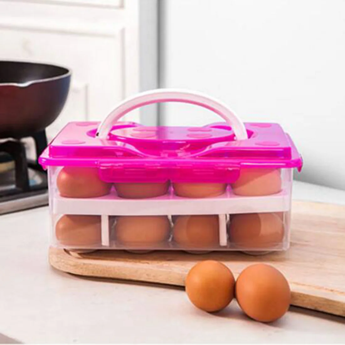 24 Grids Convenient Egg Food Storage Box Kitchen Refrigerator Anti-Collision Tray Container Accessories Supplies Cases