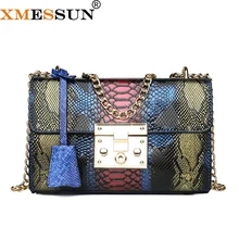 XMESSUN Сумка-Змея для женщин, модная сумка на плечо, маленькая сумка-мессенджер на цепочке, сумка через плечо, змеиная кожа, сумка через плечо с клапаном F198