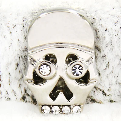 Sliders Crystal Rhinestone Skull Head Skeleton Slide Charms Keeper for Stainless Steel Keeper Bracelets Accessories Making