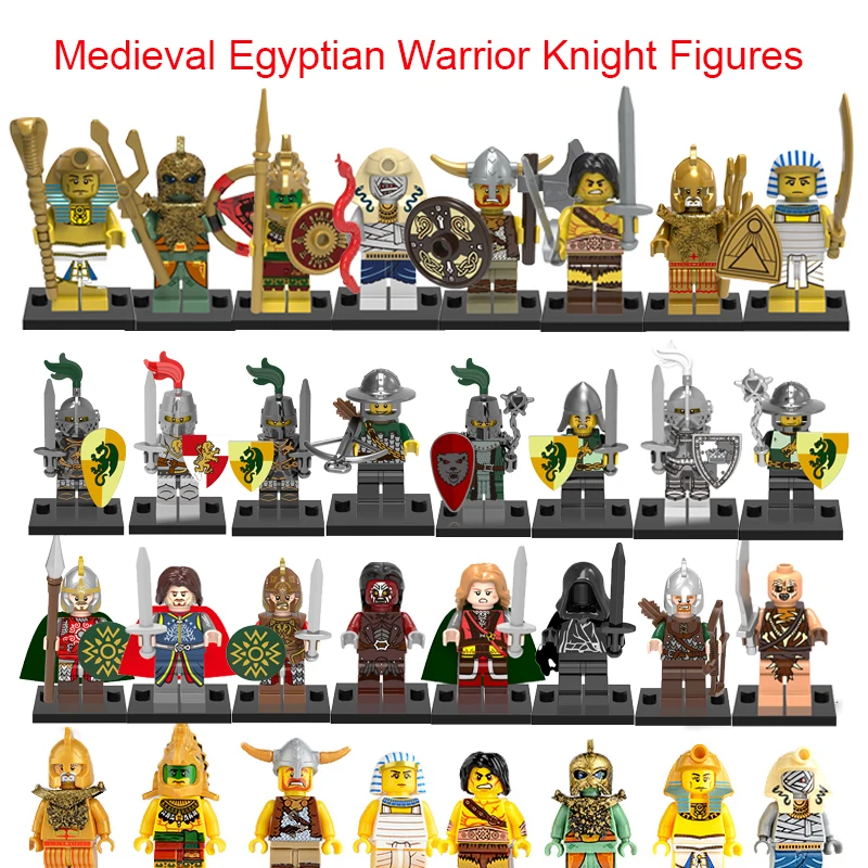 Single Sale Pharaoh Medieval Dragon Knight Mummy Viking Warrior Barbarian Savage Atlantis Ringwraiths Building Blocks Toys