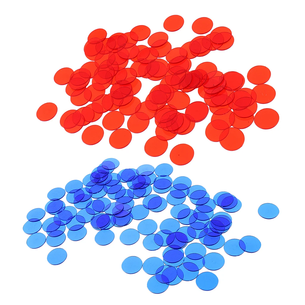 Perfeclansports Store-200 Pieces Translucent Bingo Chip 3/4 Inch for Bingo Game Cards Red& Blue