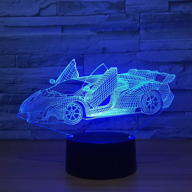 Fast Speed Sports Car 3D Night Light Acrylic Plate 7 Colors Donated