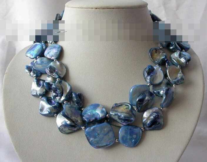 

FREE SHIPPING>@@> 0539 baroque blue shell pearl necklace