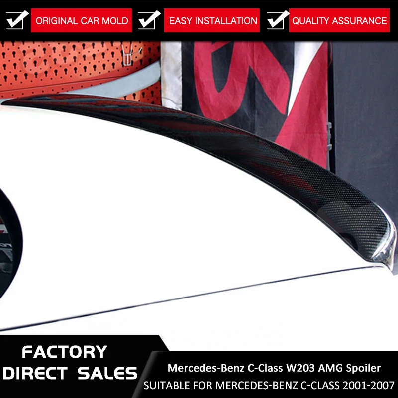 

For Mercedes C Class Carbon Fiber Rear Spoiler Lip Wing For Mercedes Benz W203 2001-2007 C240 C320 C55 AMG