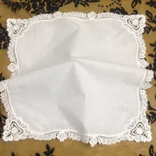 Набор из 12 модных дамские платки белый хлопковый свадебный платок с кружевными краями Hanky для невесты 1" x 12"