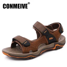 Новое поступление, мягкие сандалии из натуральной кожи, Мужская Летняя обувь, дышащий светильник, мужская пляжная обувь, модная обувь на плоской подошве в повседневном стиле, размеры 39-44