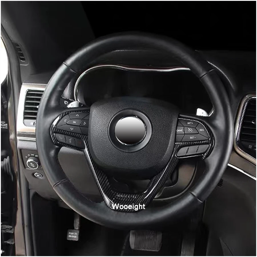 ABS Car Fiber Steering Wheel Cover Trim Sticker Decor For Jeep Cherokee Grand Cherokee 2014 2015 2016 2017 2018 Accessories (2)