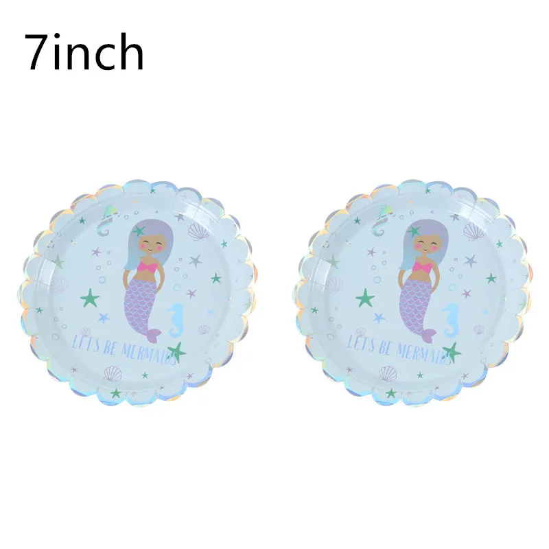 

6pcs/lot Happy Baby Shower Girls Favors Napkins Birthday Party Cups Plates Decoration Towels Little Mermaid Theme Tableware Set