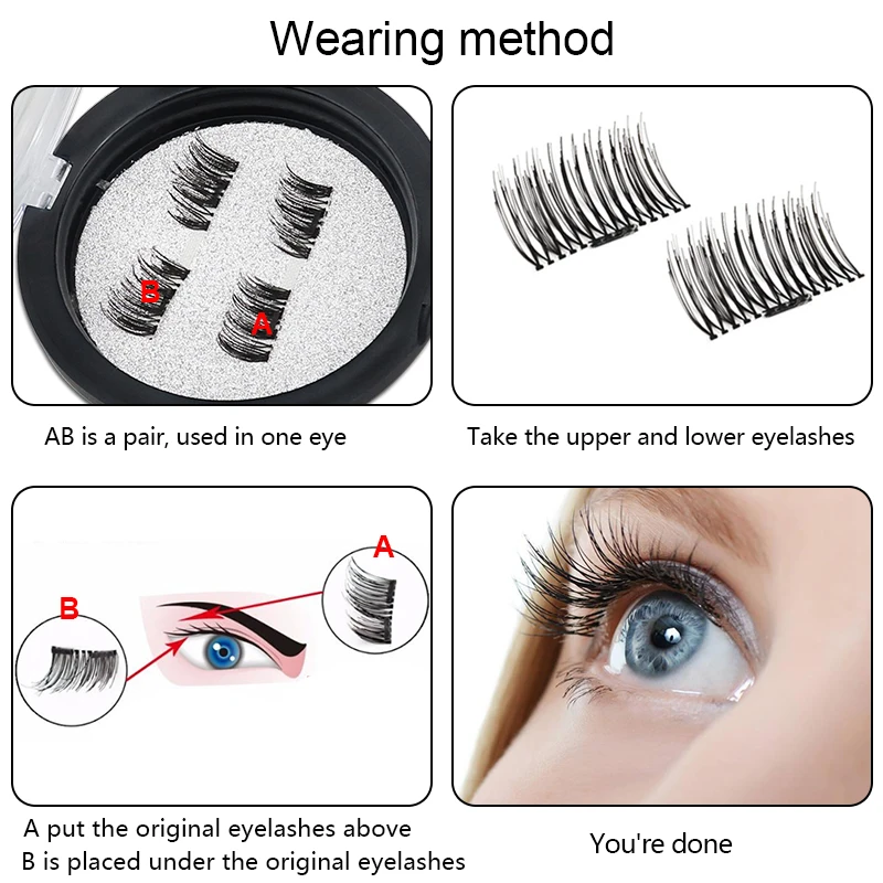 4 шт/2 пары магнитные ресницы 3D ручной работы норковые многоразовые магнитные накладные ресницы полная полоса натуральные мягкие волосы магнит ресницы 30