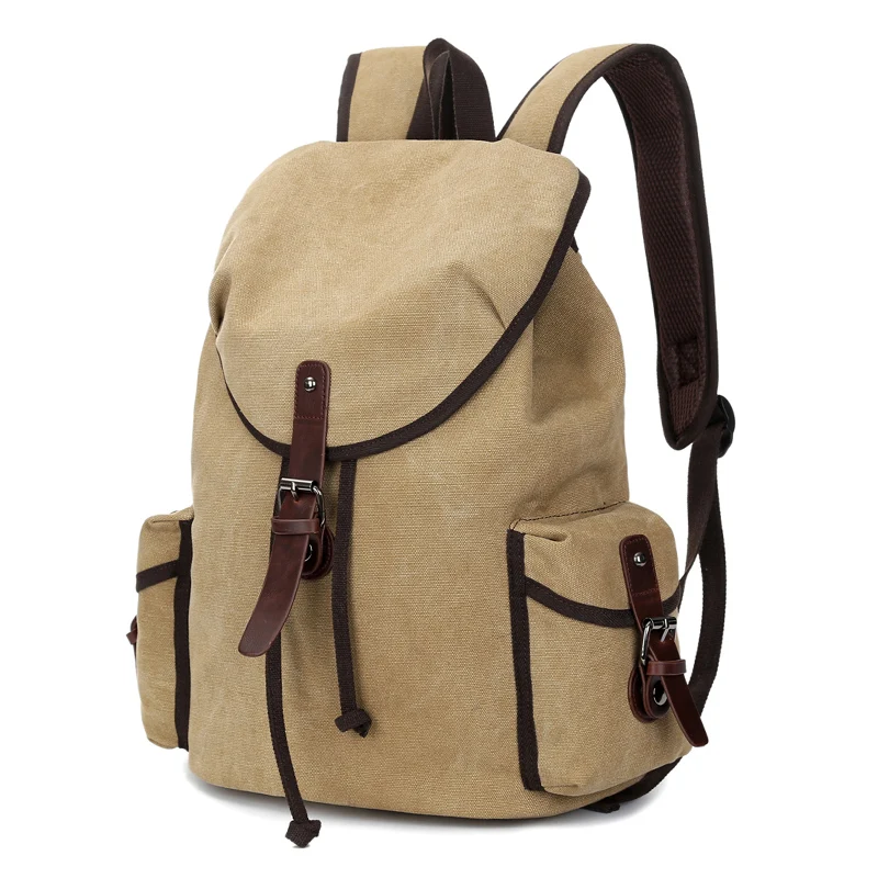 

American Style Zipper Hasp String Closing Backpack Man Women Canvas Backpack Leisure Travel Bag 1327