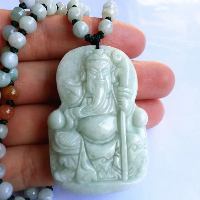 Natural hand carved stone Amulet Pendant Guangong men domineering pendant