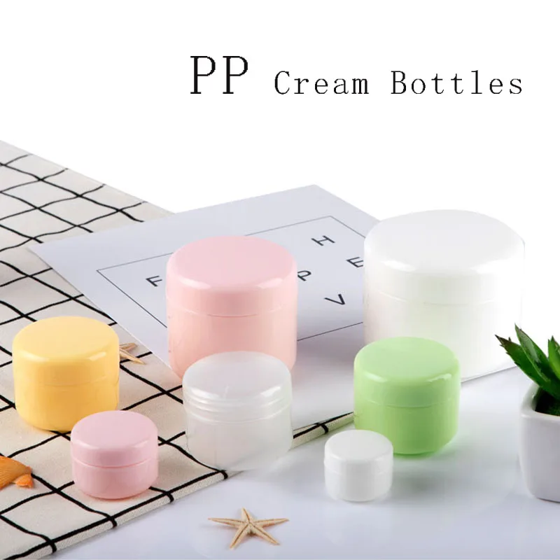 

60pcs 10g/20g/50g/100g Portable Empty PP Travel Cosmetic Jars Makeup Container Bottles Vials Face Cream Sample Pots Gel Mask Box