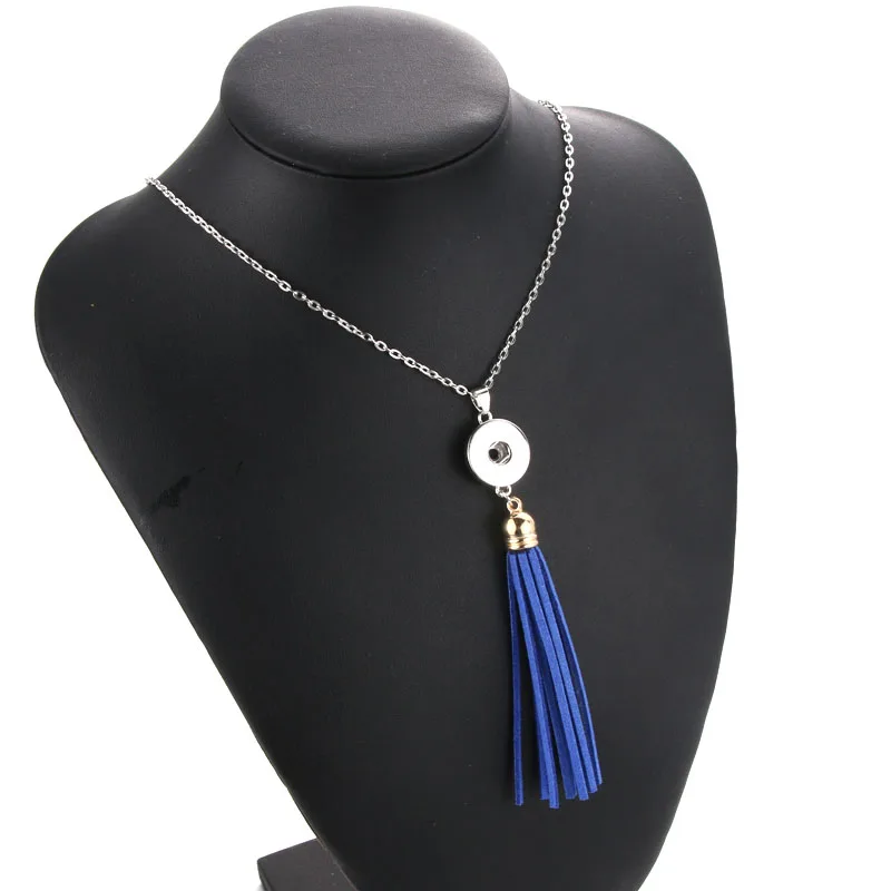 

New Bohemia Ethnic Snap Button Necklace Long Tassel Snap Pendant Necklace with 60cm Chains 18mm Snap Buttons Jewelry