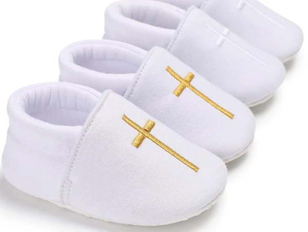 

baby shoes christenning newborn white cotton boys girls infant shoes prewalkers crib shoes nonslip gold cross slip on shoes SQ