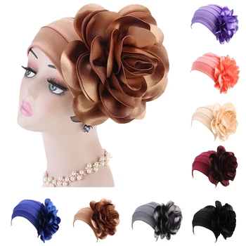 

12PCS Big Flower Turban Hat Women Muslim Hijabs Cap India Cap Under Scarf Bone Bonnet Muslim Women Hair Accessories Random Color