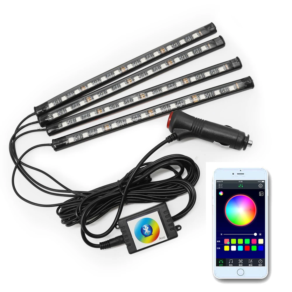  MODERN CAR RGB LED DRL Strip Light Car Interior Decorative Lights Automobile Atmosphere Lamp Remote - 32907648414