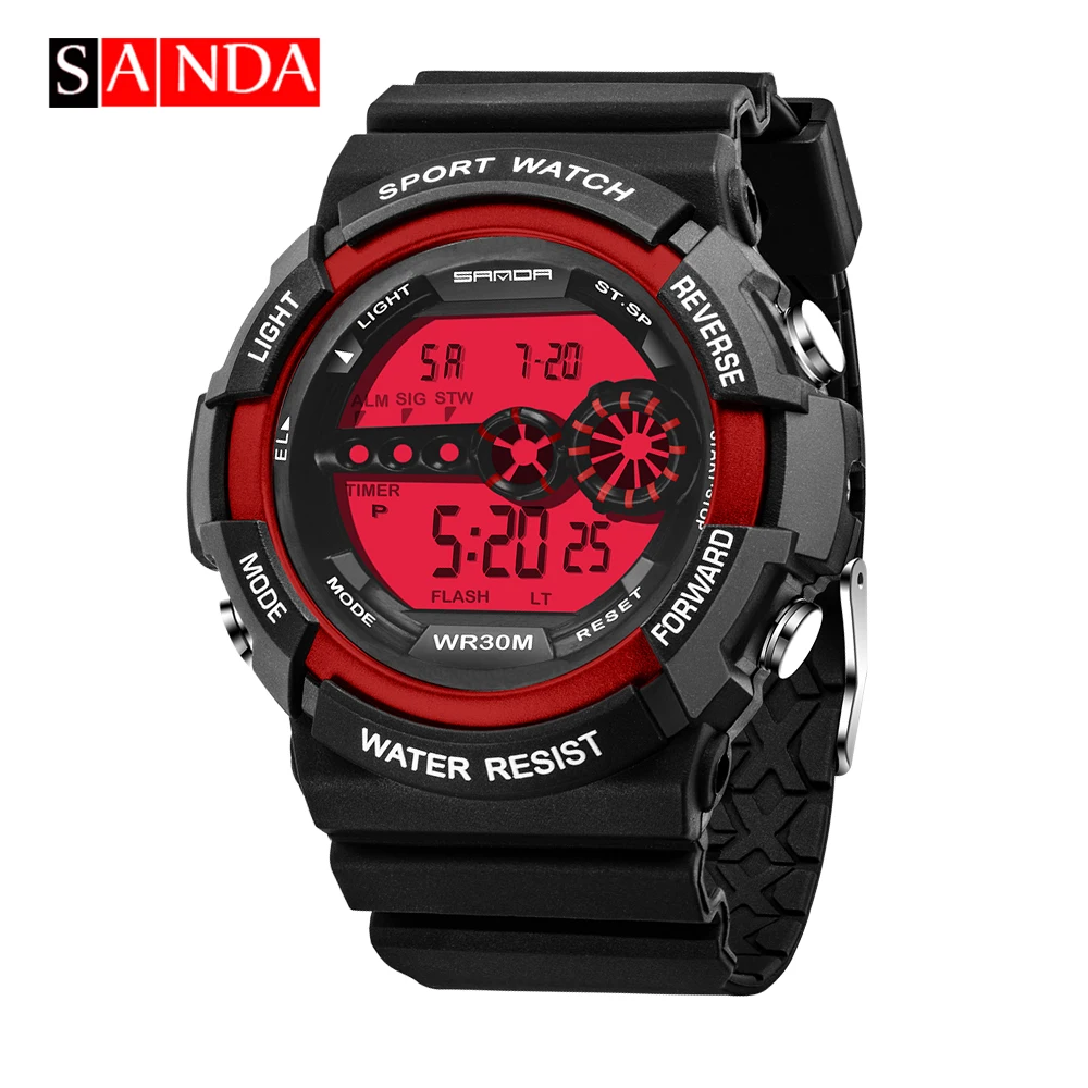 SANDA светодиодный цифровые мужские часы Топ бренд класса люкс известный унисекс часы военные спортивные часы мужские цифровые часы Relogio
