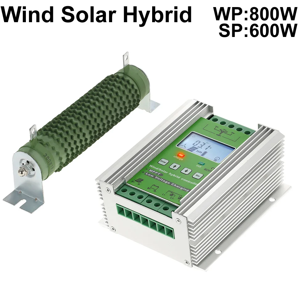 

MPPT Wind Solar Hybrid Charge Controller for 24V 1400W hyrid system WP 800W Wind+SP 600W Solar Power with Booster and Dump Load