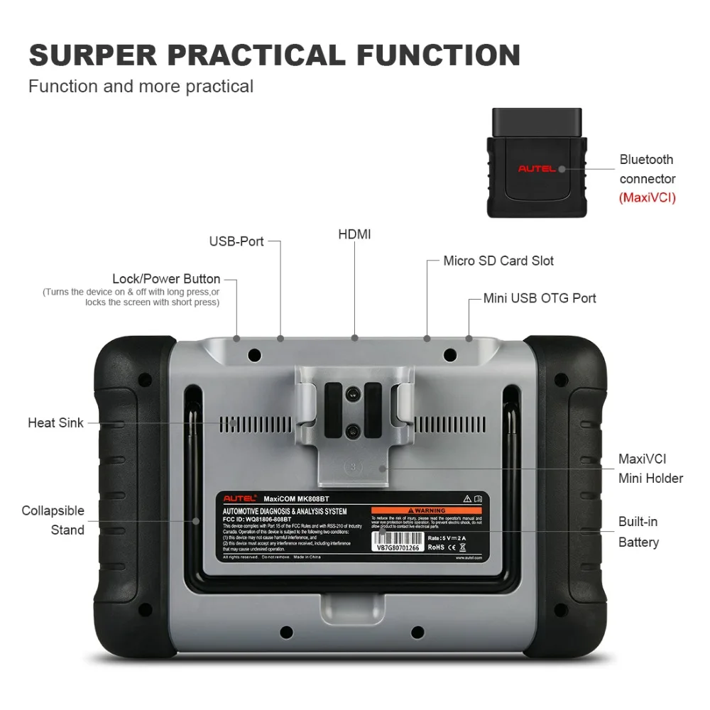 Autel MaxiCOM MK808BT OBD2 Scanner Car Diagnostic Tool  Diagnosis Functions of EPB/IMMO/DPF/SAS/TMPS better than launch x431