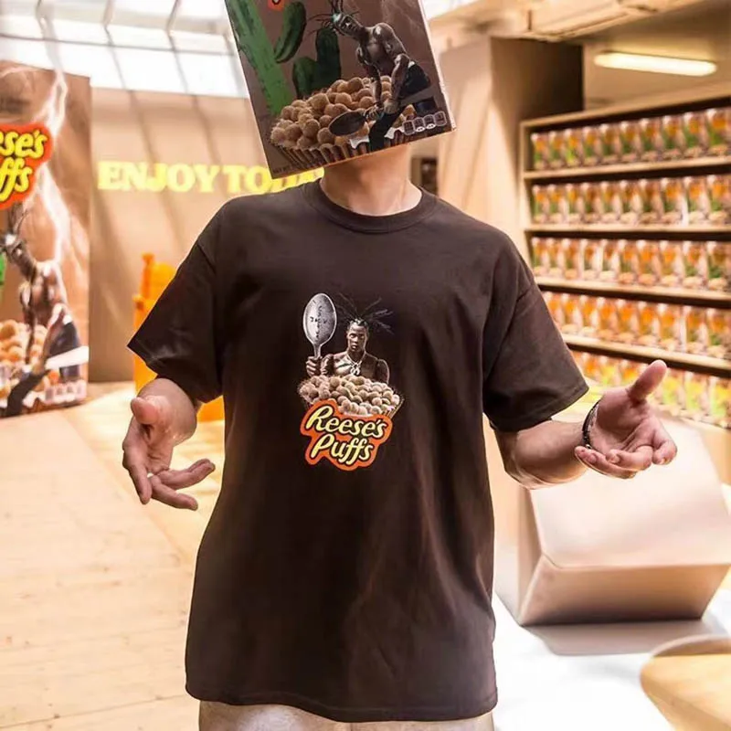 

Travis Scott X R Eese’S Puffs Limited Edition T Shirt Men Women 1:1 High Quality Street Weartravis Scott ASTROWORLD T-Shirt