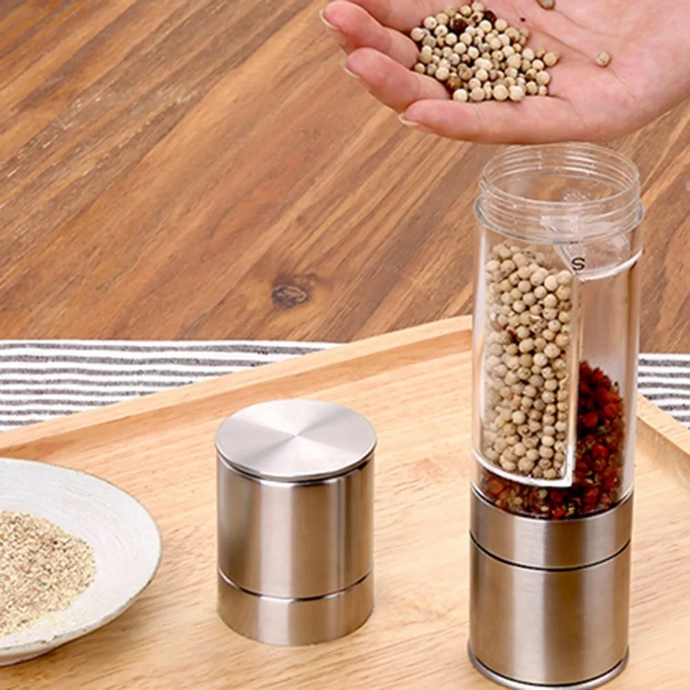 Drop Shipping 2 In 1 Stainless Steel Manual Pepper Salt Spice Mill
