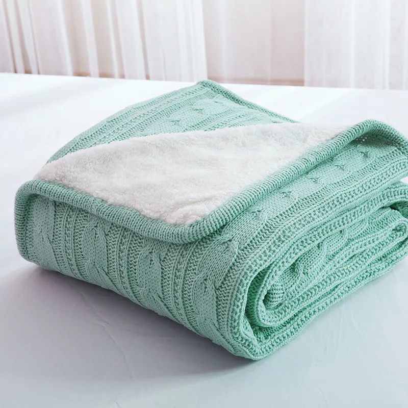

Japanese rhombus 100% Cotton Knitted Wool Knitted Blanket Sweater line blanket Super Soft Blanket on the bed 110*180/200*180 cm